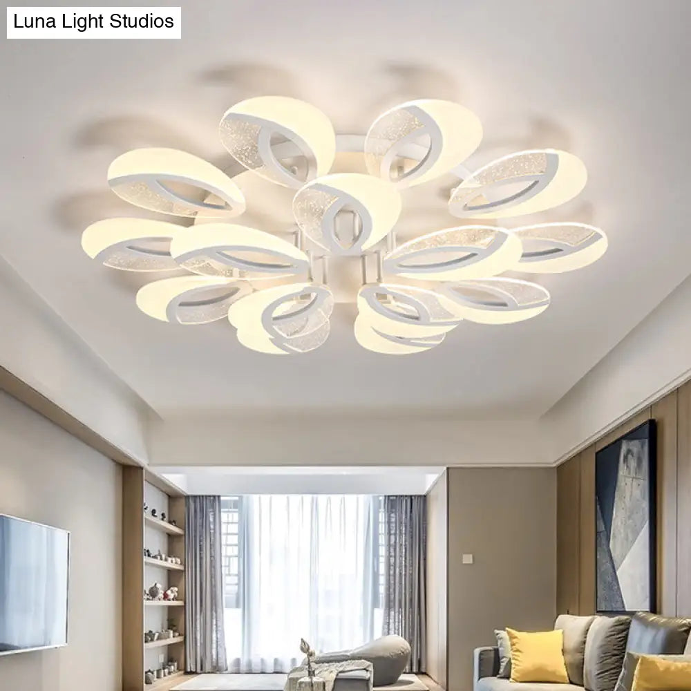 Modernist Petal Led Ceiling Light Fixture - Acrylic White Semi Mount Lighting For Bedroom