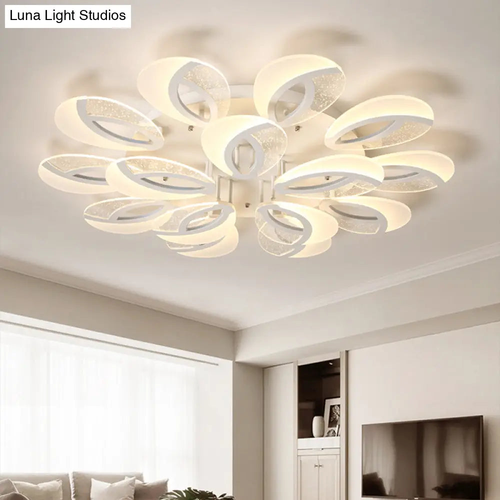 Modernist Petal Led Ceiling Light Fixture - Acrylic White Semi Mount Lighting For Bedroom