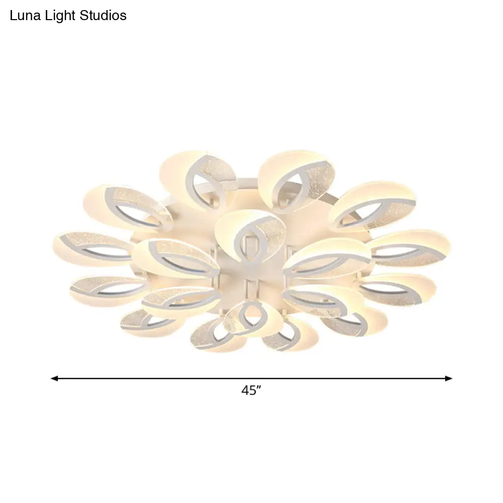 Modernist Petal Led Ceiling Light Fixture - Acrylic White Semi Mount Lighting For Bedroom