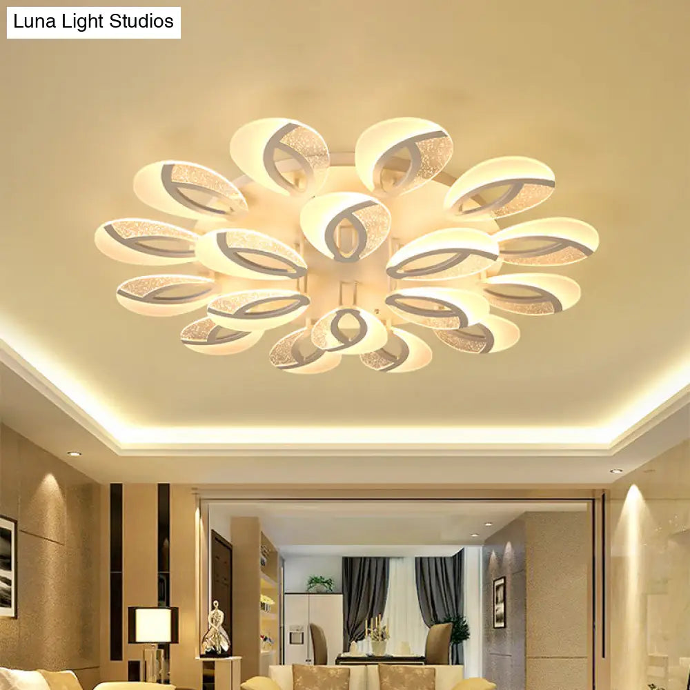 Modernist Petal Led Ceiling Light Fixture - Acrylic White Semi Mount Lighting For Bedroom