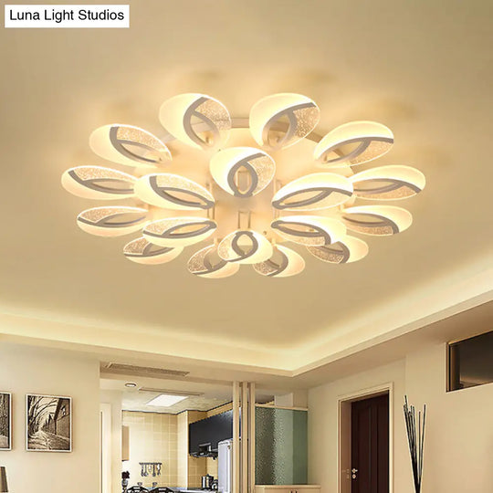 Modernist Petal Led Ceiling Light Fixture - Acrylic White Semi Mount Lighting For Bedroom