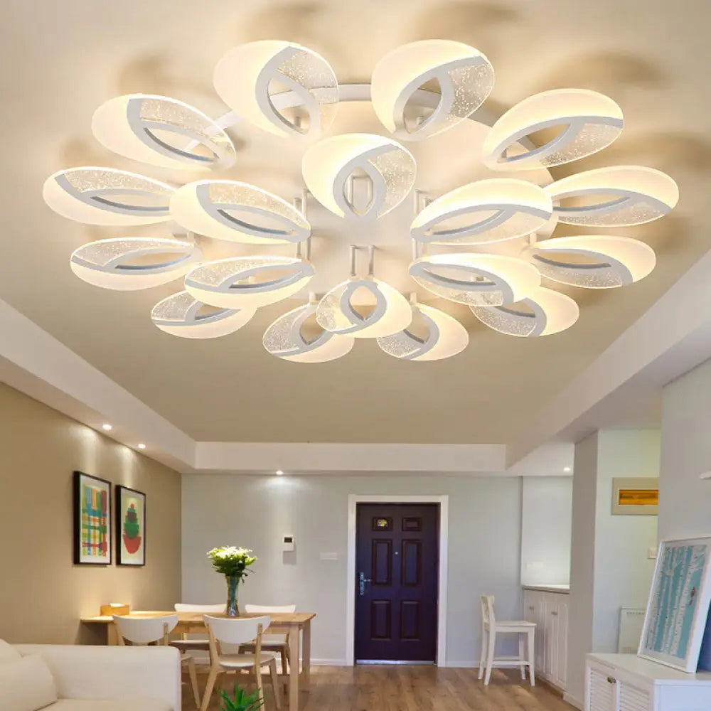 Modernist Petal Led Ceiling Light Fixture - Acrylic White Semi Mount Lighting For Bedroom