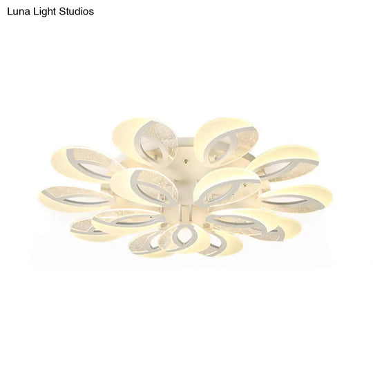 Modernist Petal Led Ceiling Light Fixture - Acrylic White Semi Mount Lighting For Bedroom