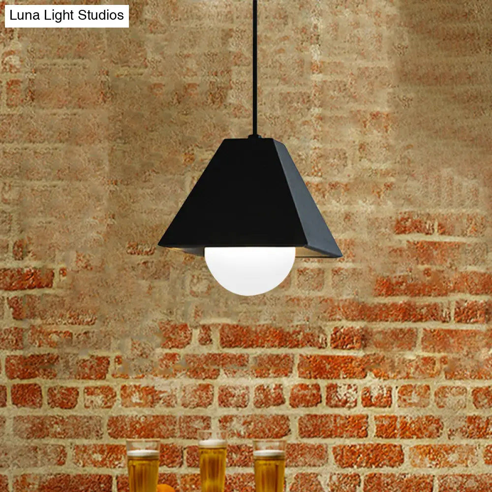 Modernist Pyramid Pendant Light In Black/White For Table Ceiling