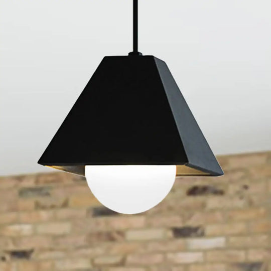 Modernist Pyramid Pendant Light In Black/White For Table Ceiling Black