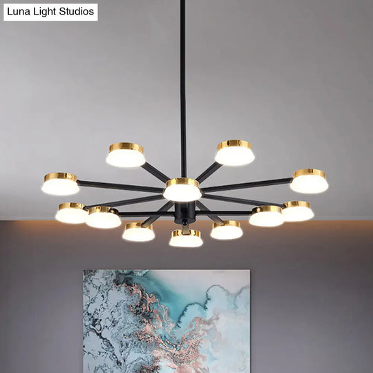 Modernist Metal Chandelier Lighting - 9/12 Head Black Ceiling Lamp For Living Room