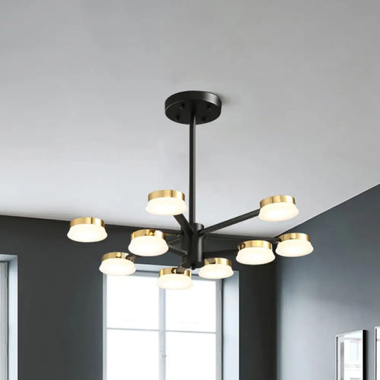 Modernist Radial Metal Chandelier - 9/12 Heads Black Hanging Ceiling Lamp For Living Room 9 /