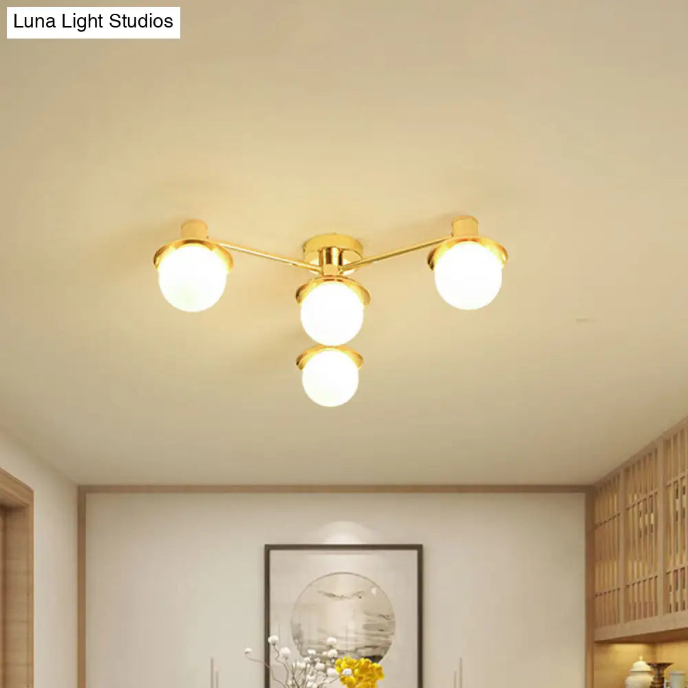 Modernist Radial Metal Flush Mount Light With Brass Finish - 4-Light Flushmount For Bedroom