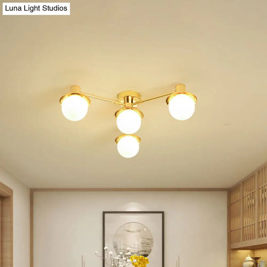 Modernist Radial Metal Flush Mount Light With Brass Finish - 4-Light Flushmount For Bedroom