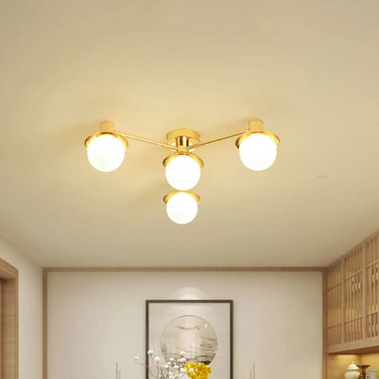 Modernist Radial Metal Flush Mount Light With Brass Finish - 4 - Light Flushmount For Bedroom