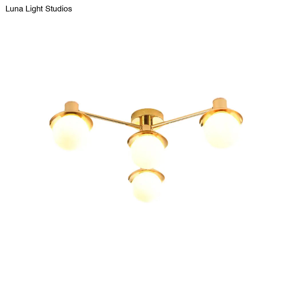 Modernist Radial Metal Flush Mount Light With Brass Finish - 4 - Light Flushmount For Bedroom