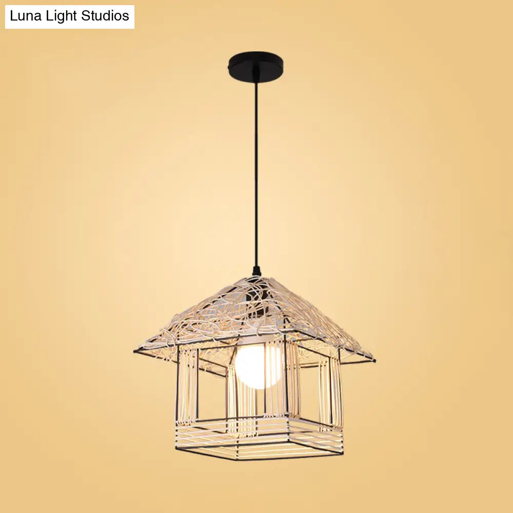 Modernist Rattan Pendant Light - 1-Light Beige Hanging Lamp For Table Ruffled Hat/Spiral Design