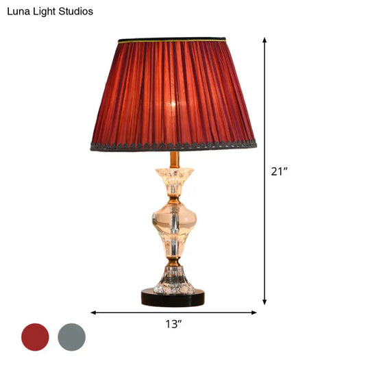 Modernist Red/Blue Reading Light Living Room Table Lamp With Conical Fabric Shade