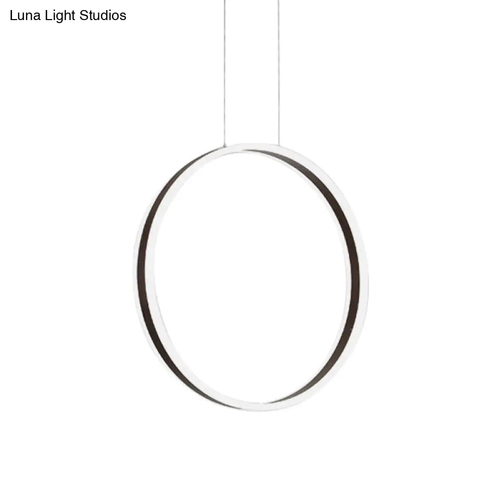 Modernist Ring Hanging Light Kit - Acrylic Dining Room Led Pendant Lamp In Coffee 16’/23.5’ Dia