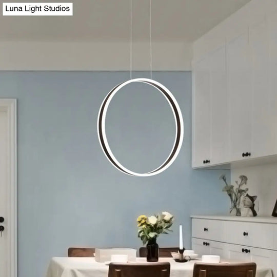 Modernist Acrylic Ring Pendant Lamp 16/23.5 Dia Coffee Led Ceiling Light For Dining Room / 16