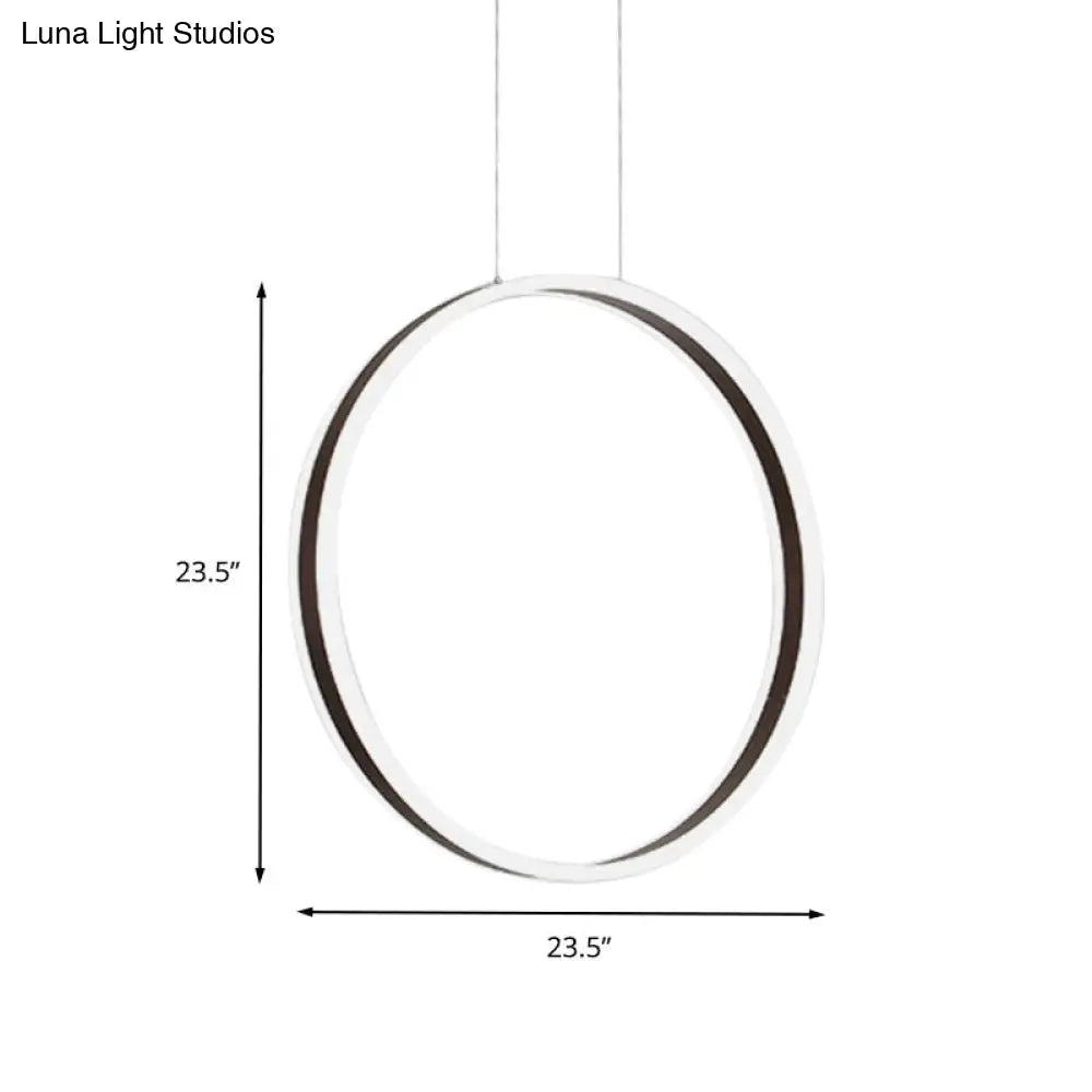 Modernist Acrylic Ring Pendant Lamp 16/23.5 Dia Coffee Led Ceiling Light For Dining Room