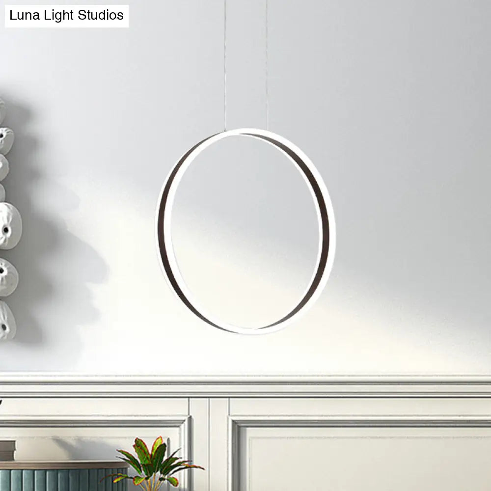 Modernist Ring Hanging Light Kit - Acrylic Dining Room Led Pendant Lamp In Coffee 16’/23.5’ Dia