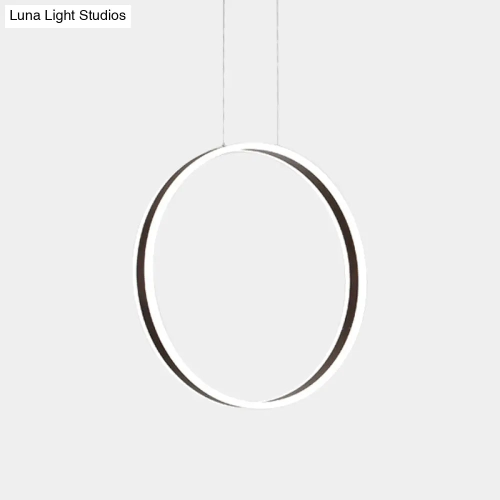 Modernist Ring Hanging Light Kit - Acrylic Dining Room Led Pendant Lamp In Coffee 16’/23.5’ Dia