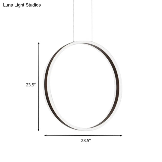 Modernist Ring Hanging Light Kit - Acrylic Dining Room Led Pendant Lamp In Coffee 16’/23.5’ Dia