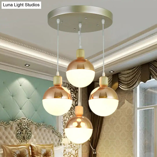 Modernist Rose Gold Multi-Pendant Ceiling Light With Opal Glass Shades - Ideal For Dining Room 4 /