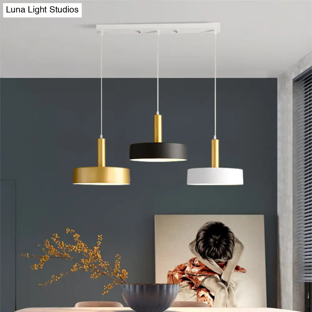 Round Multi-Light Pendant In White-Black-Gold For Modern Dining Room Black-Gold