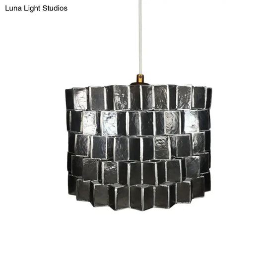 Modernist Shell Pendant Lighting With Black Finish - Sleek Drum Shape 1 Head Suspension Lamp For