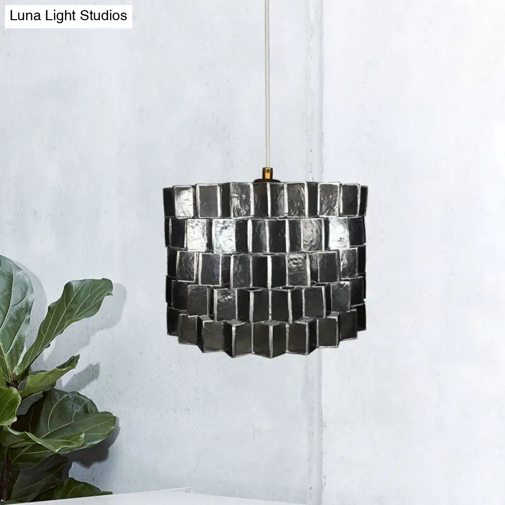 Modern Black Drum Pendant Light For Bedroom Ceiling - Sleek Shell Design With Single Head Suspension