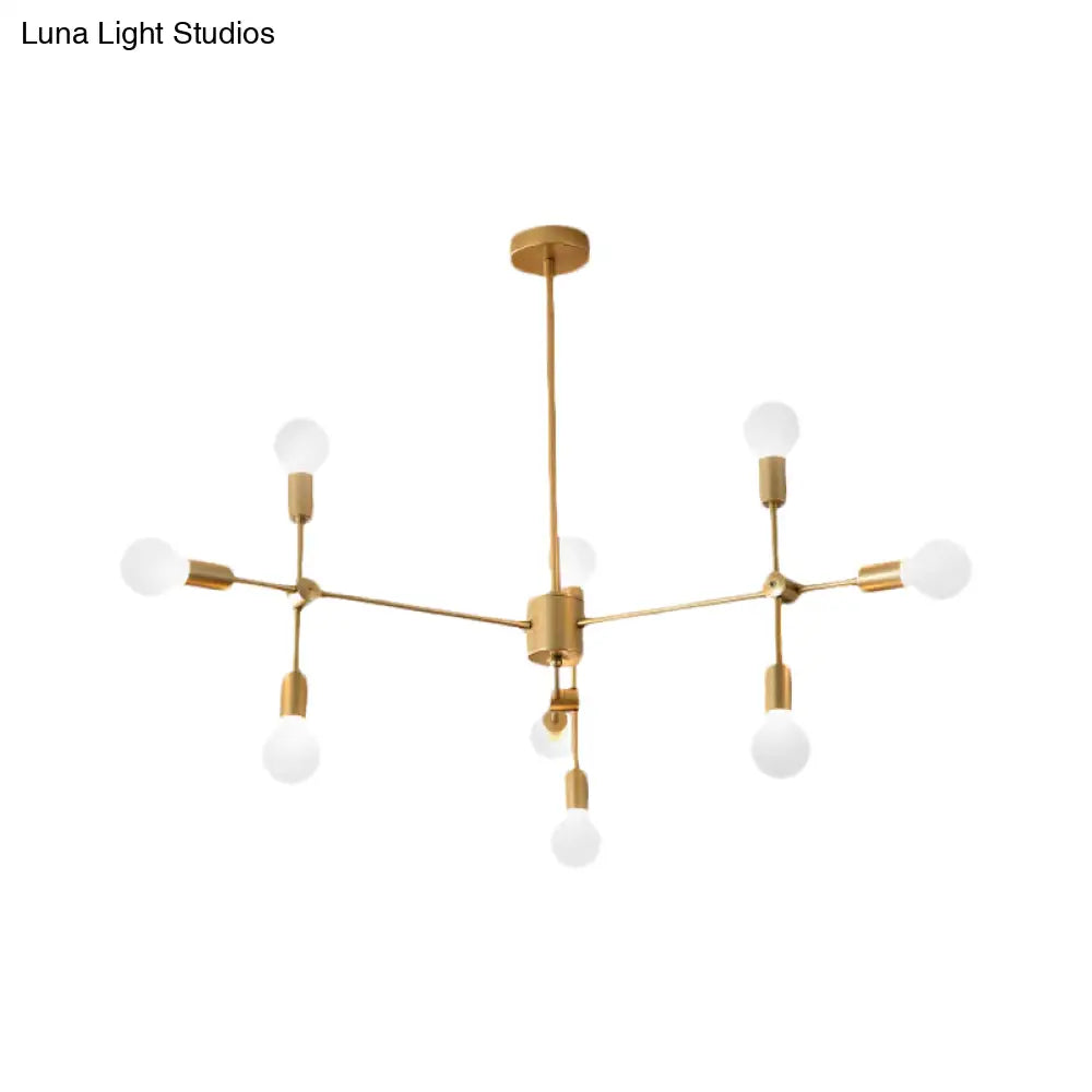 Modernist Sputnik Chandelier: Opal Glass 9/12/15 Lights Black/Gold