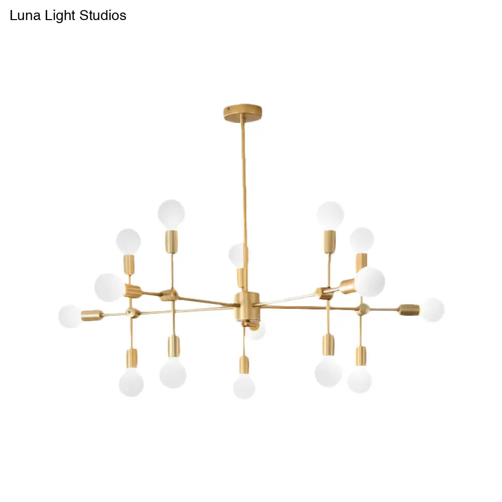 Modernist Sputnik Chandelier: Opal Glass 9/12/15 Lights Black/Gold