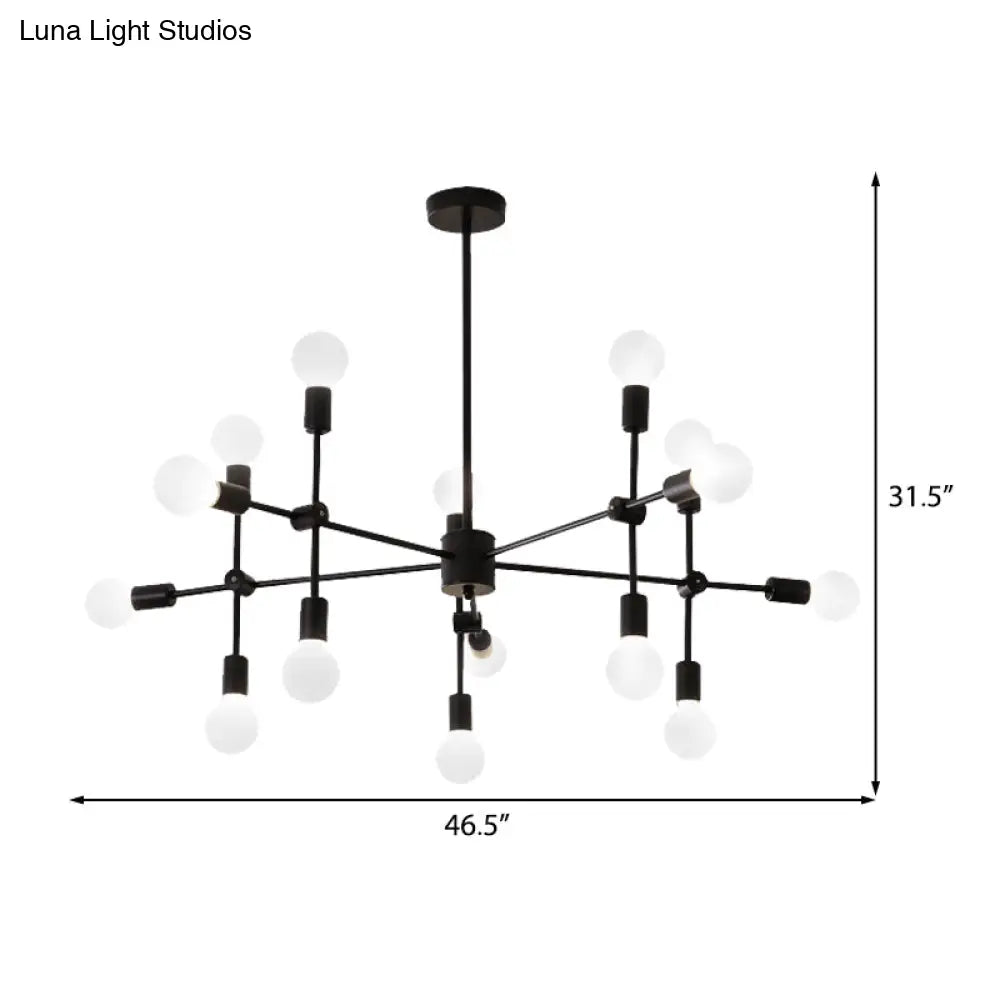 Modernist Sputnik Chandelier: Opal Glass 9/12/15 Lights Black/Gold