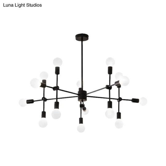 Modernist Sputnik Chandelier: Opal Glass 9/12/15 Lights Black/Gold