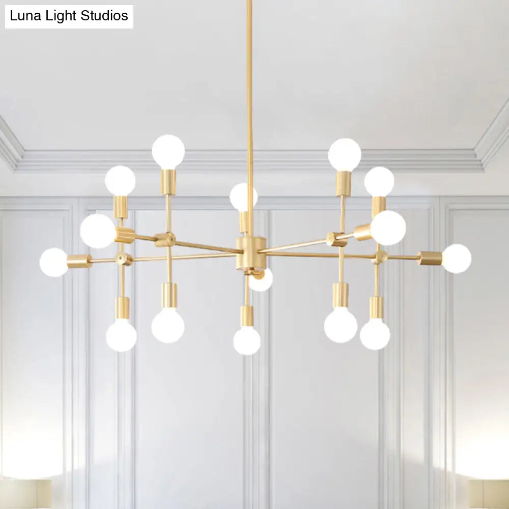 Modernist Sputnik Chandelier: Opal Glass 9/12/15 Lights Black/Gold