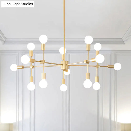 Modernist Sputnik Chandelier: Opal Glass 9/12/15 Lights Black/Gold