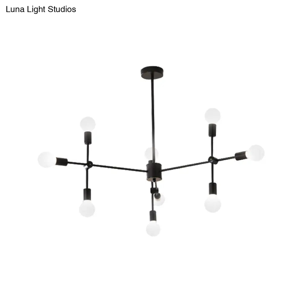 Modernist Sputnik Chandelier: Opal Glass 9/12/15 Lights Black/Gold