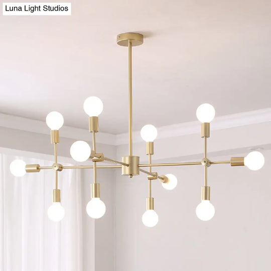 Modernist Sputnik Chandelier: Opal Glass 9/12/15 Lights Black/Gold