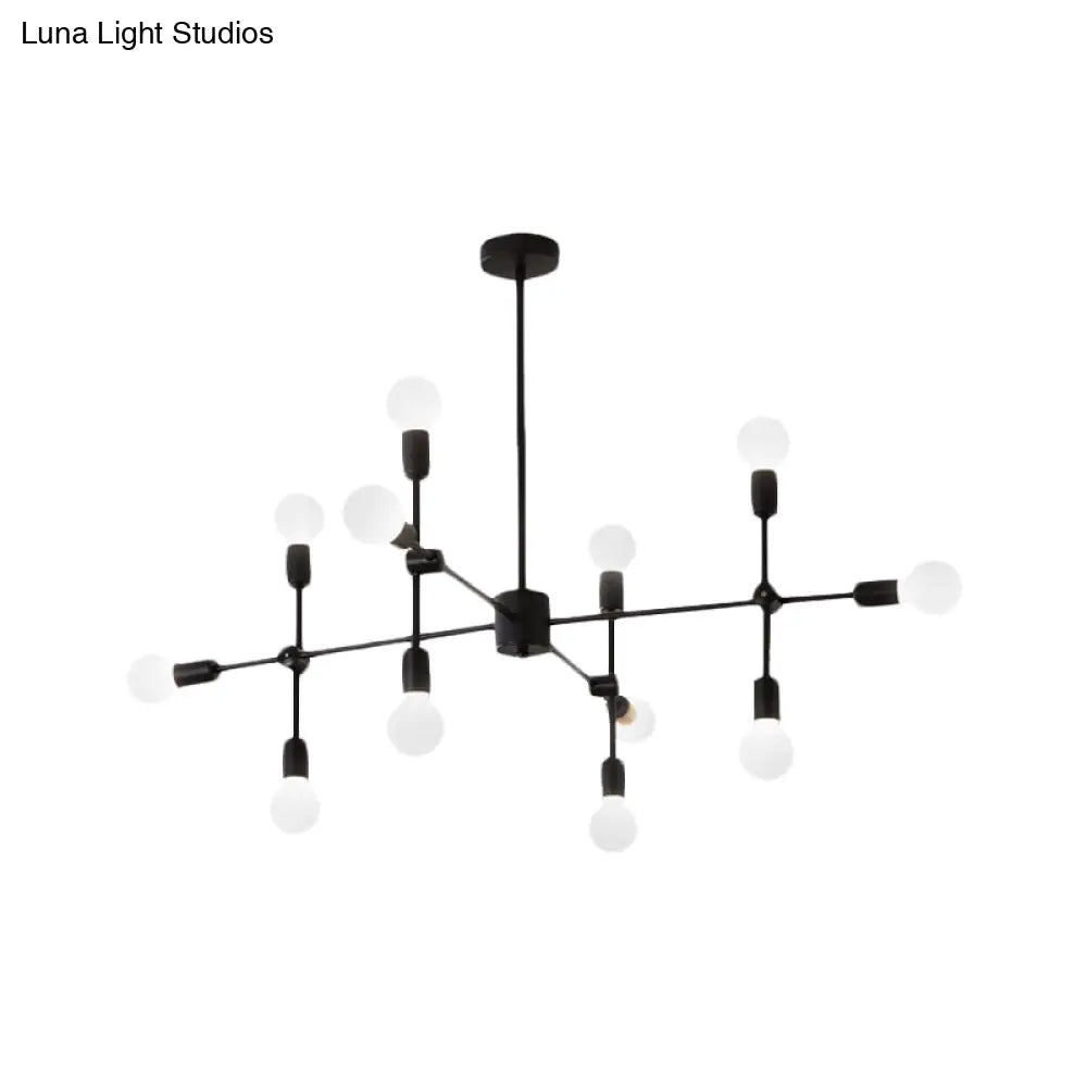 Modernist Sputnik Chandelier: Opal Glass 9/12/15 Lights Black/Gold