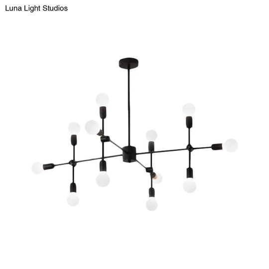 Modernist Sputnik Chandelier: Opal Glass 9/12/15 Lights Black/Gold