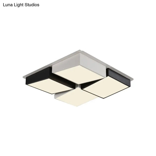 Modernist Square/Rectangle Flush Ceiling Light Acrylic Led Fixture - 24.5/37 W Black/White