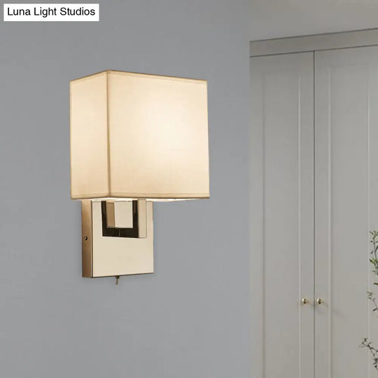 Modernist Square Sconce Light Fixture In White For Bedroom Wall Lighting