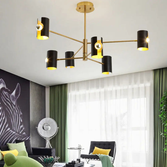 Modernist Starburst Chandelier Pendant Light - Metal 4/6/8 Lights Black Hanging Ceiling Lighting 6 /