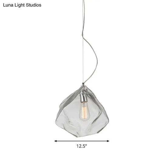 Modern Clear Glass Stone-Shaped Suspension Light