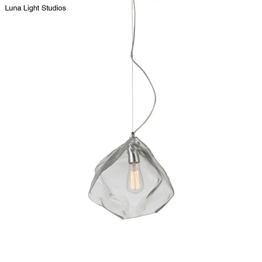 Modern Clear Glass Stone-Shaped Suspension Light