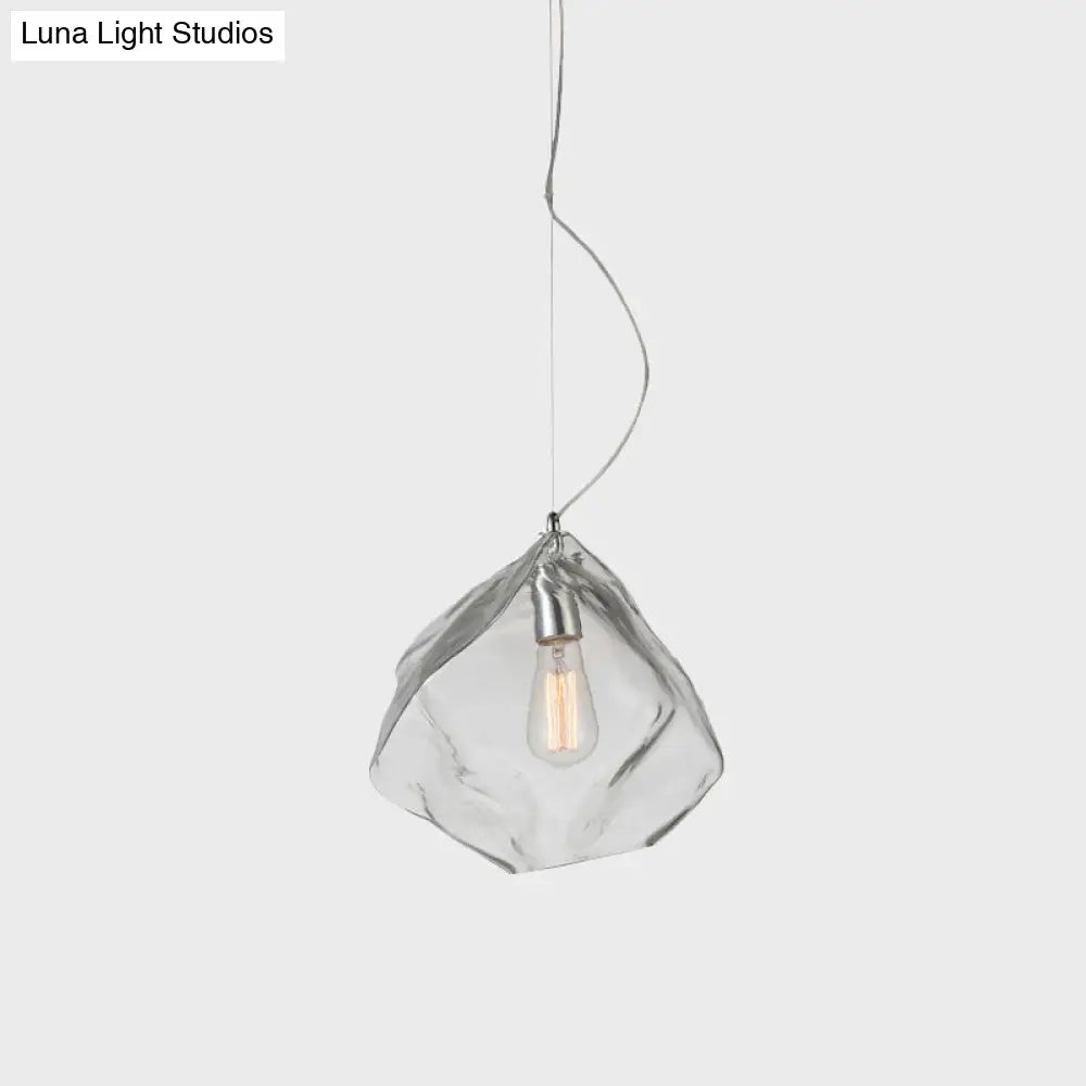 Modern Clear Glass Stone-Shaped Suspension Light