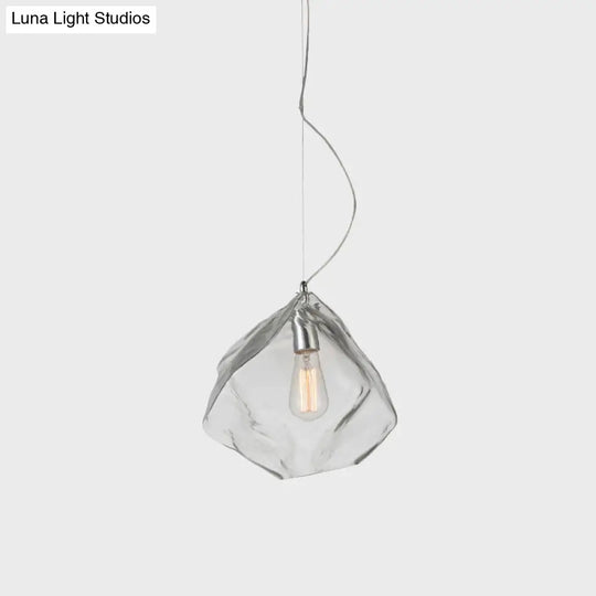 Modern Clear Glass Stone-Shaped Suspension Light