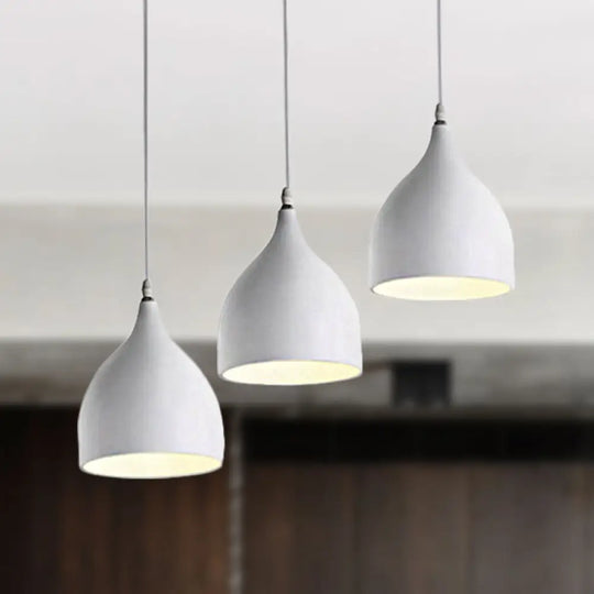 Modernist Style 3-Light Ceiling Pendant With Metallic Black/White Dome Shade White