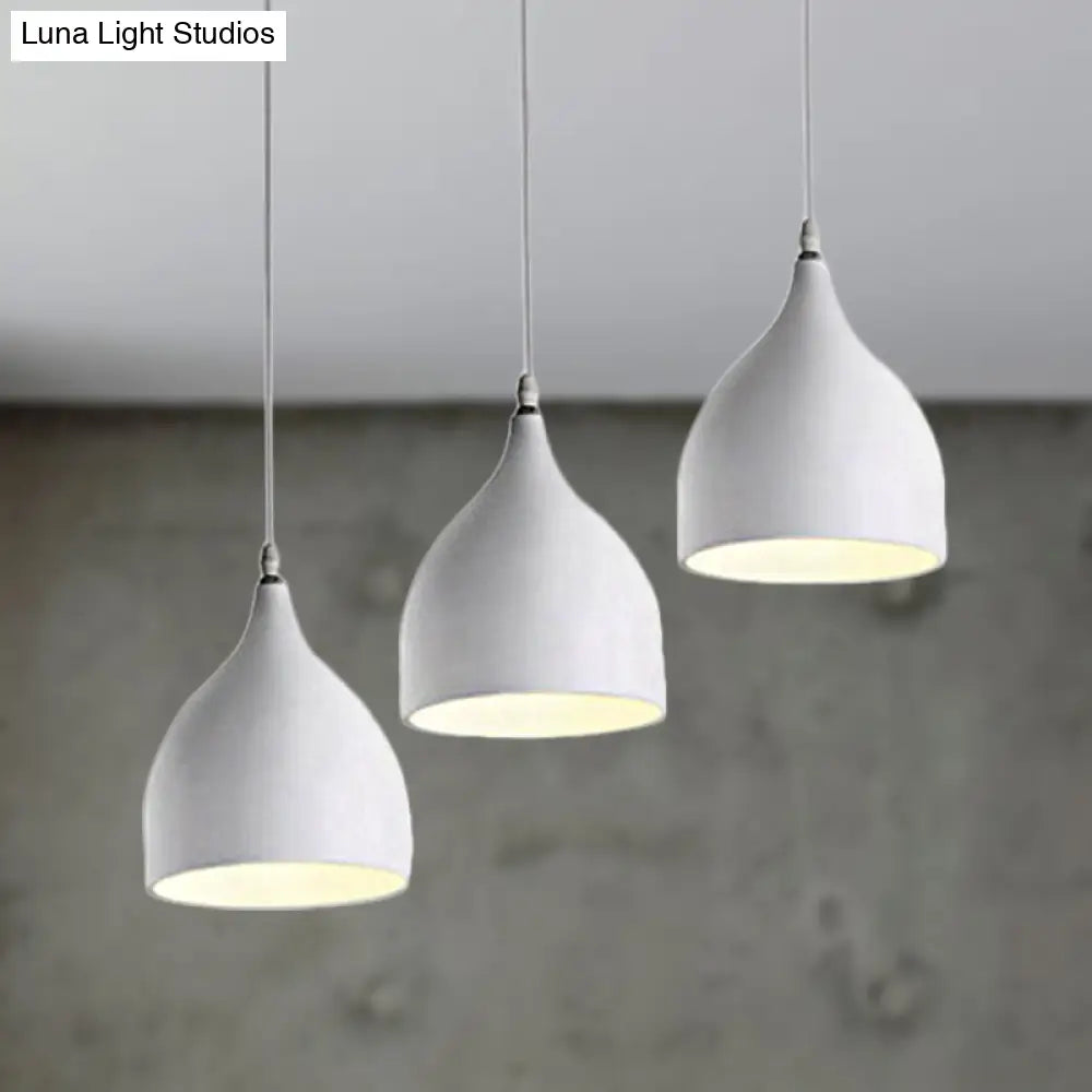 Modernist Style 3-Light Ceiling Pendant With Metallic Black/White Dome Shade