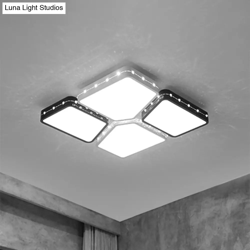 Modernist Style Acrylic Flush Mount Bedroom Lighting - 19.5/23.5 Square Led Ceiling Light In White