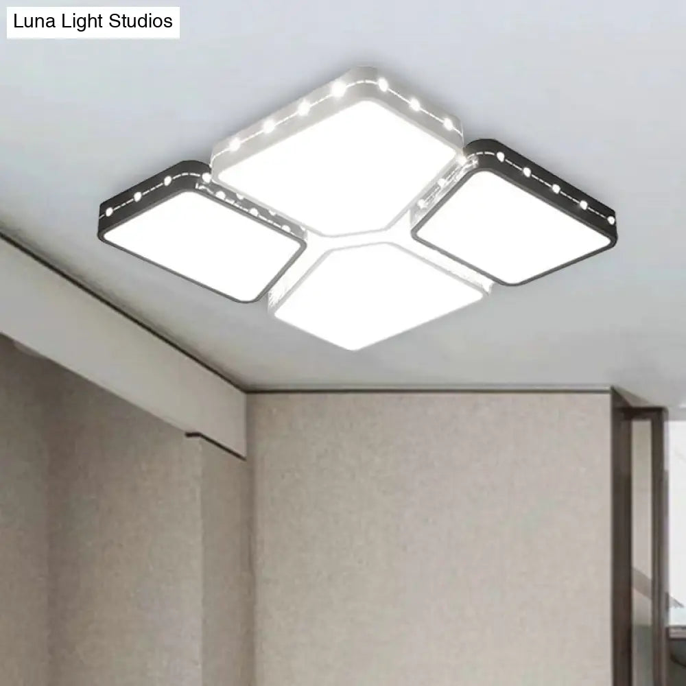 Modernist Style Acrylic Flush Mount Bedroom Lighting - 19.5’/23.5’ Square Led Ceiling Light In