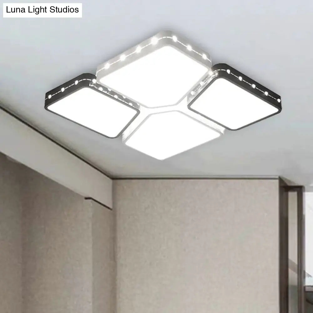 Modernist Style Acrylic Flush Mount Bedroom Lighting - 19.5/23.5 Square Led Ceiling Light In White