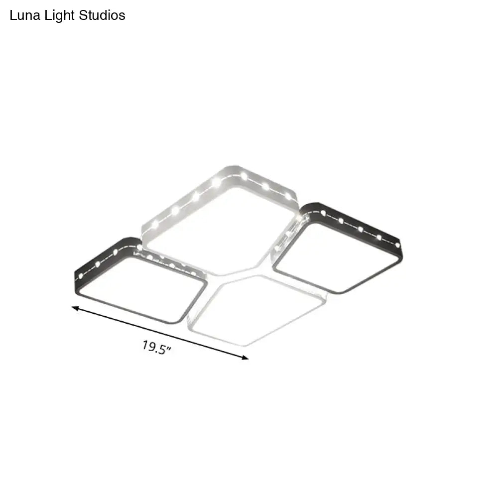 Modernist Style Acrylic Flush Mount Bedroom Lighting - 19.5/23.5 Square Led Ceiling Light In White